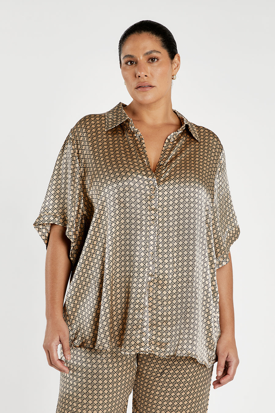 LOU SWIRL SATIN VACATION SHIRT