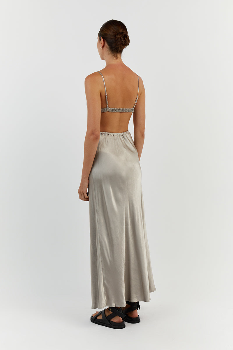 BOBBY PEWTER SATIN BRALETTE