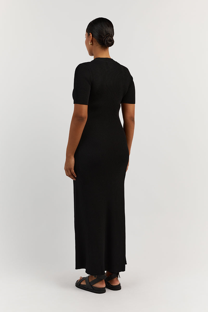 DONNA BLACK SLEEVED MIDI DRESS