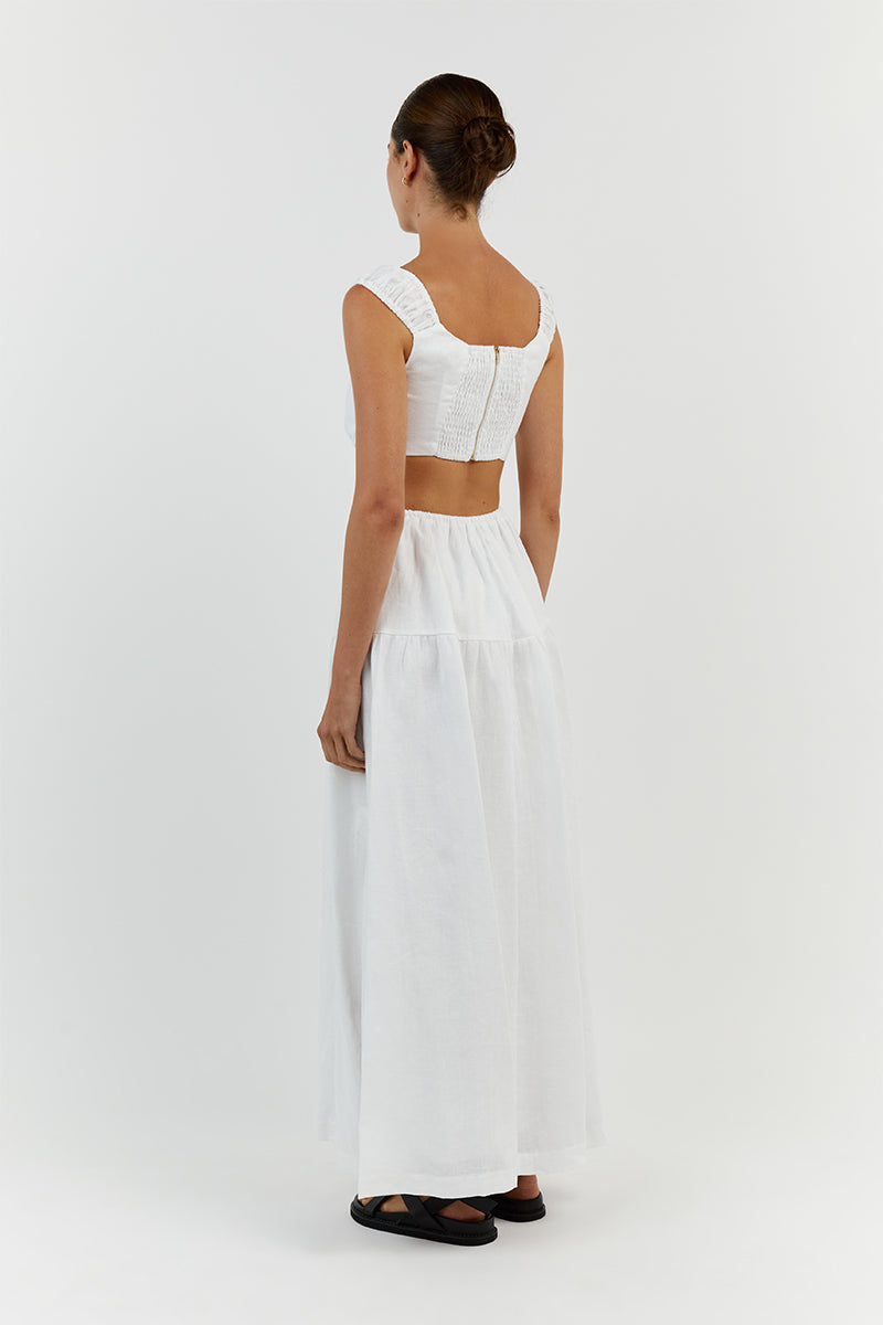 ABBY WHITE LINEN CROP TOP
