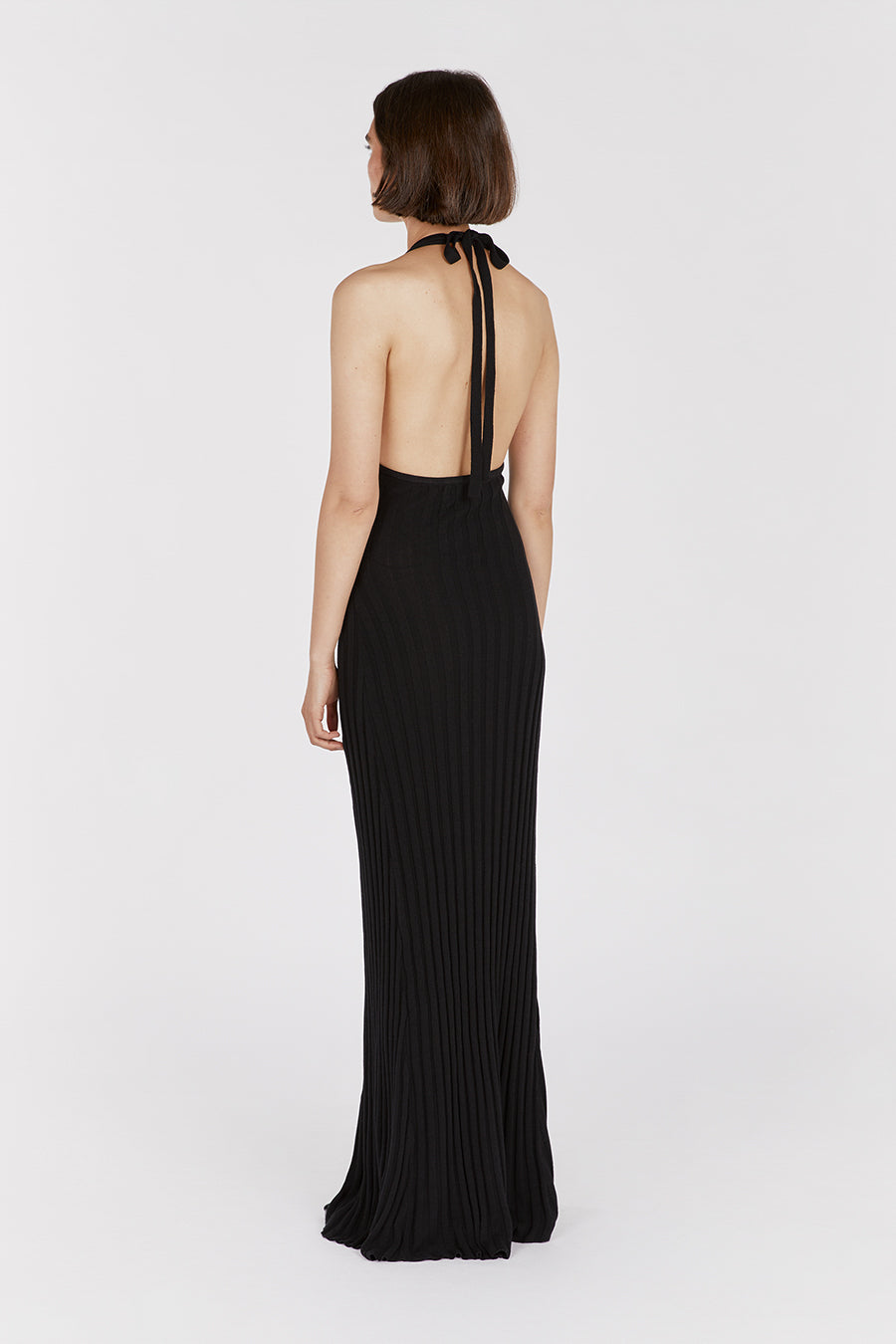 GOLDIE BLACK HALTER MAXI DRESS