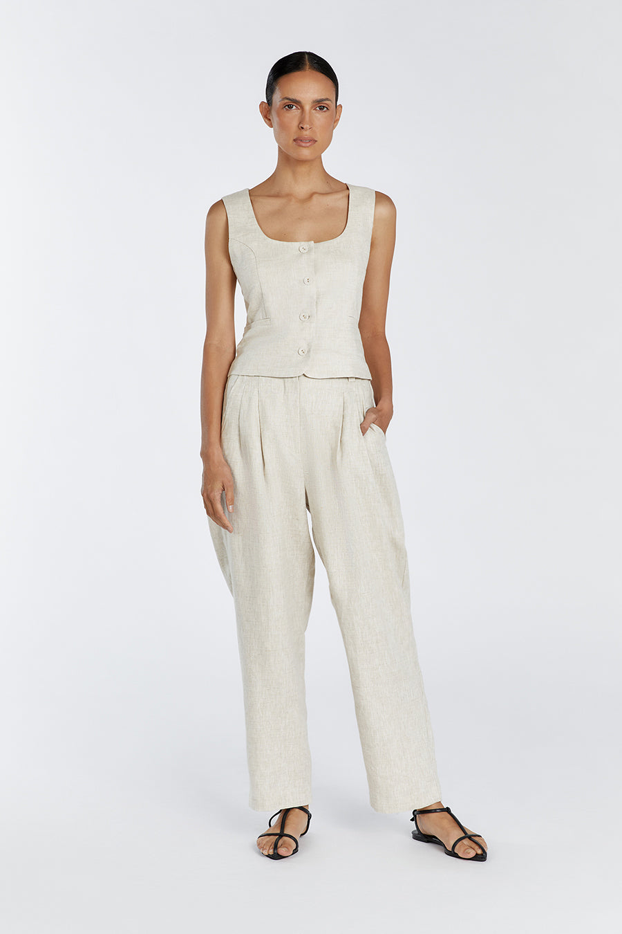 RYAN NATURAL LINEN TAPERED PANT