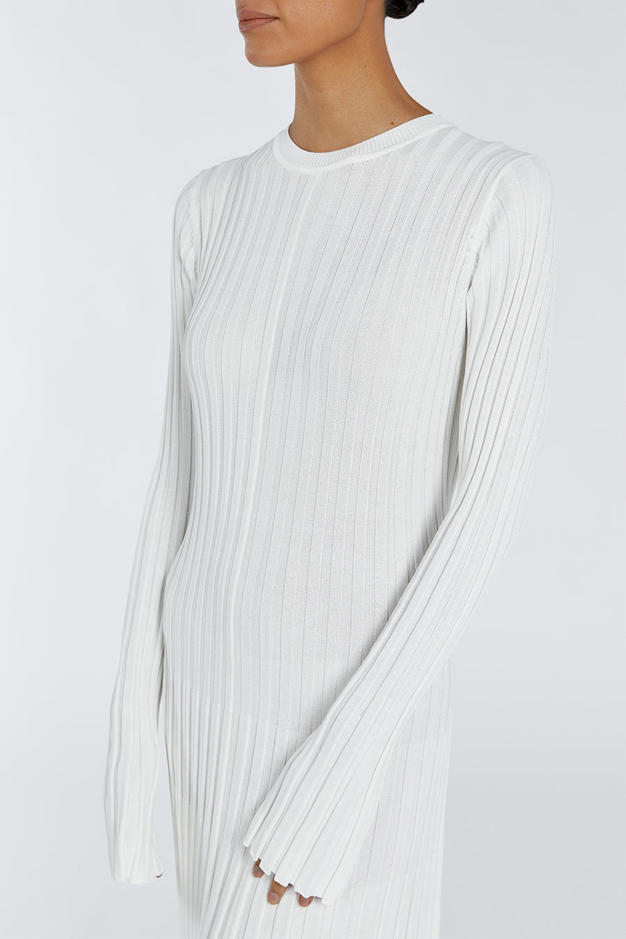 ADA OFF WHITE LONG SLEEVE MIDI DRESS