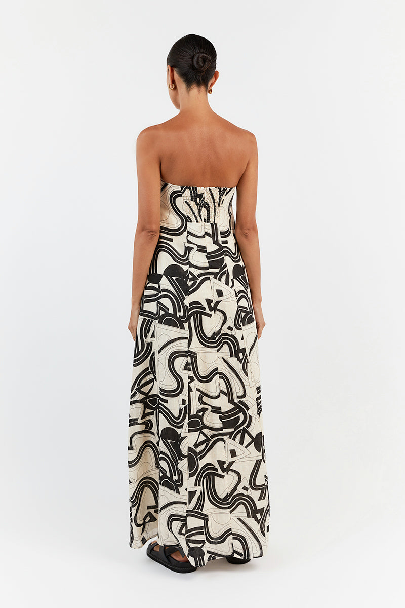 LAYTON CREAM LINEN STRAPLESS DRESS