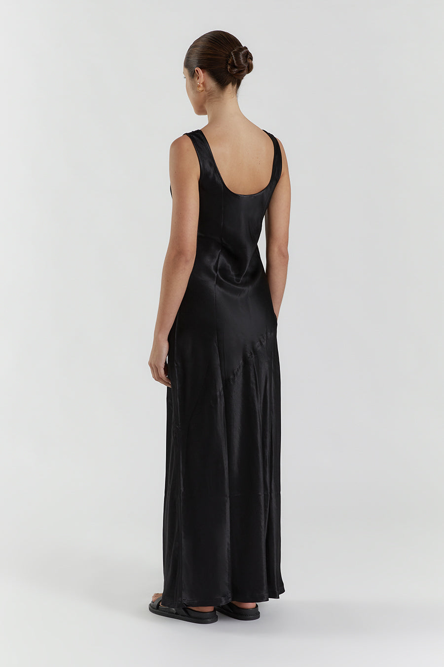 LEA BLACK SATIN MAXI DRESS