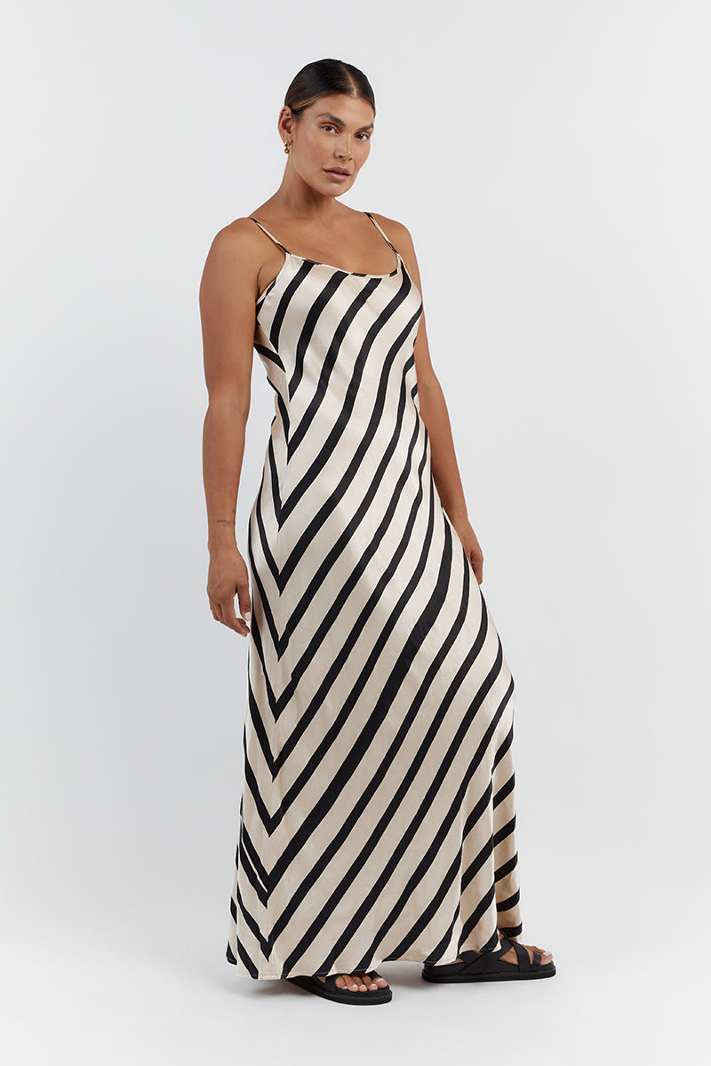 PIPPA STONE SATIN SLIP MIDI DRESS