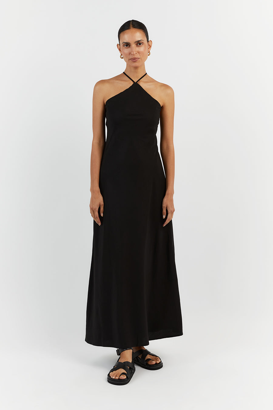 LEVI BLACK TENCEL BLEND MIDI DRESS