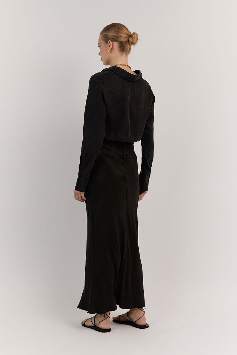 MIA BLACK CROPPED SLEEVED SHIRT