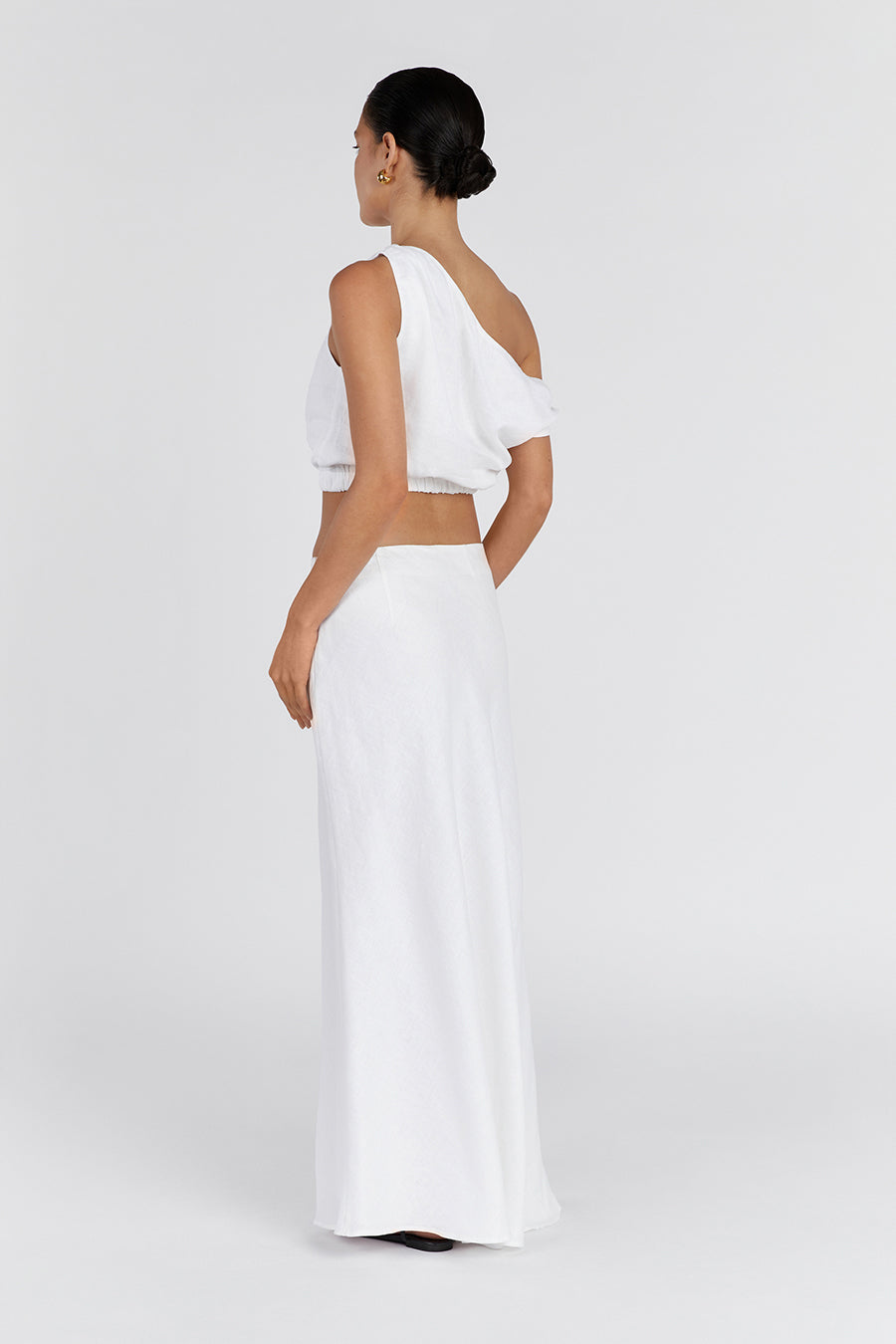 CASS WHITE LINEN CROP TOP