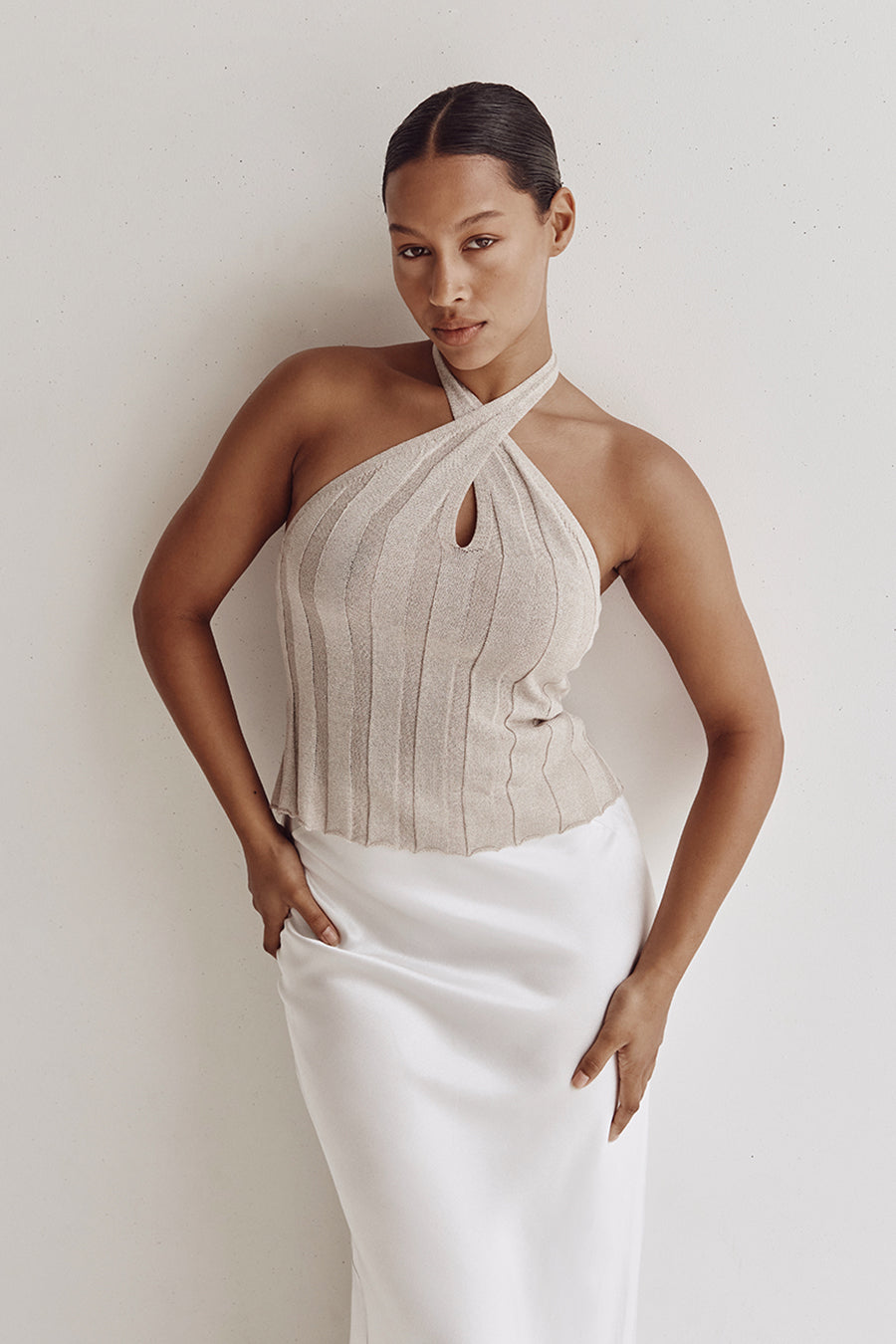 EVERLY NATURAL TWIST KNIT TOP