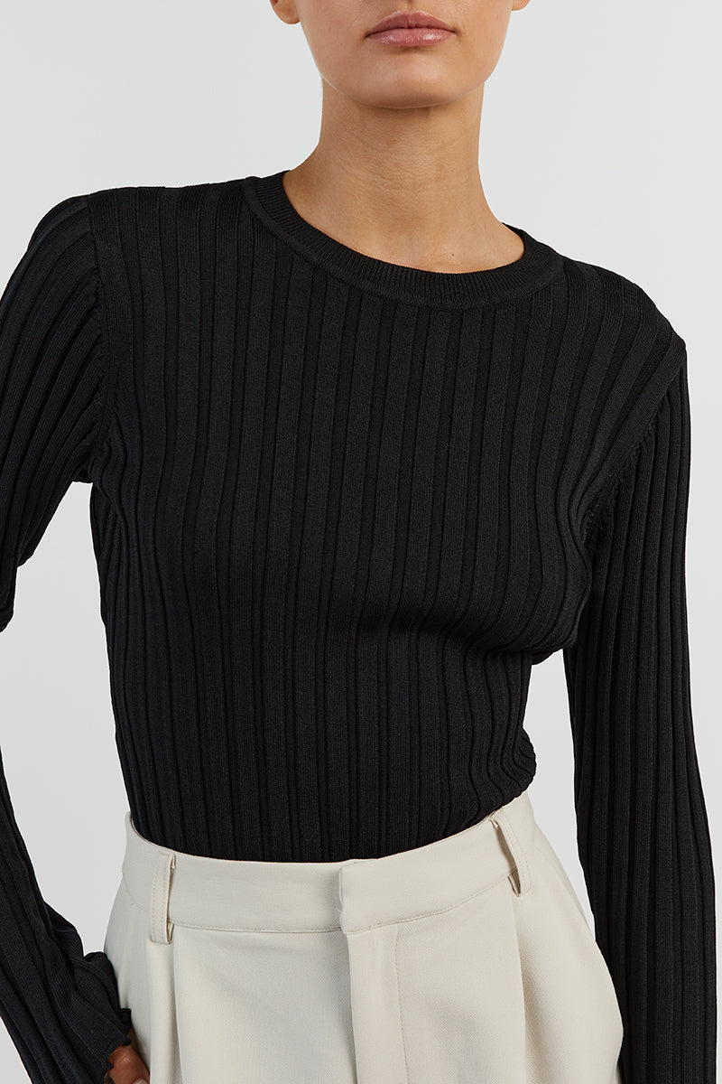 ADA BLACK LONG SLEEVE KNIT TOP