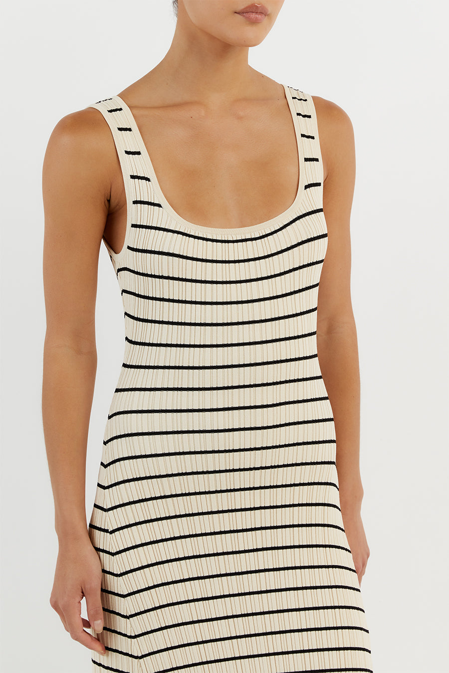 BILLIE BUTTER STRIPE MIDI DRESS