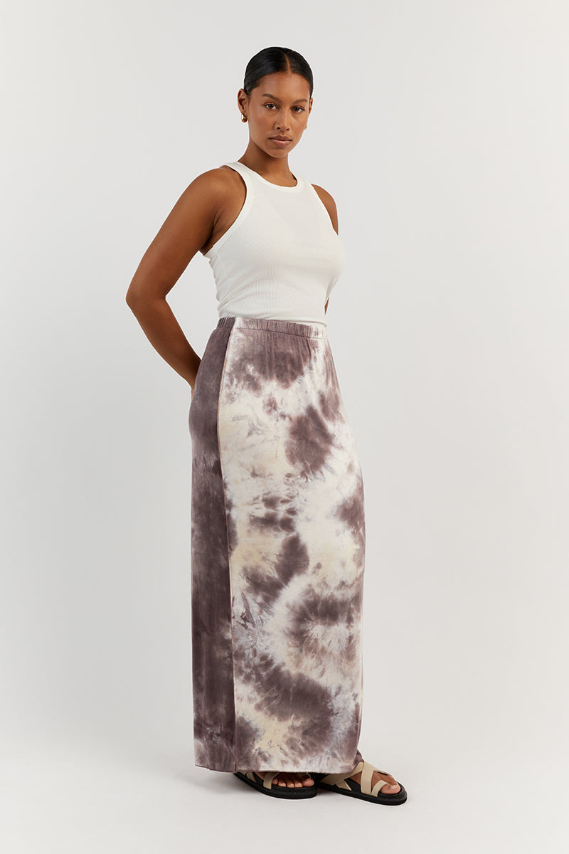 COCO MAUVE TIE DYE MIDI SKIRT