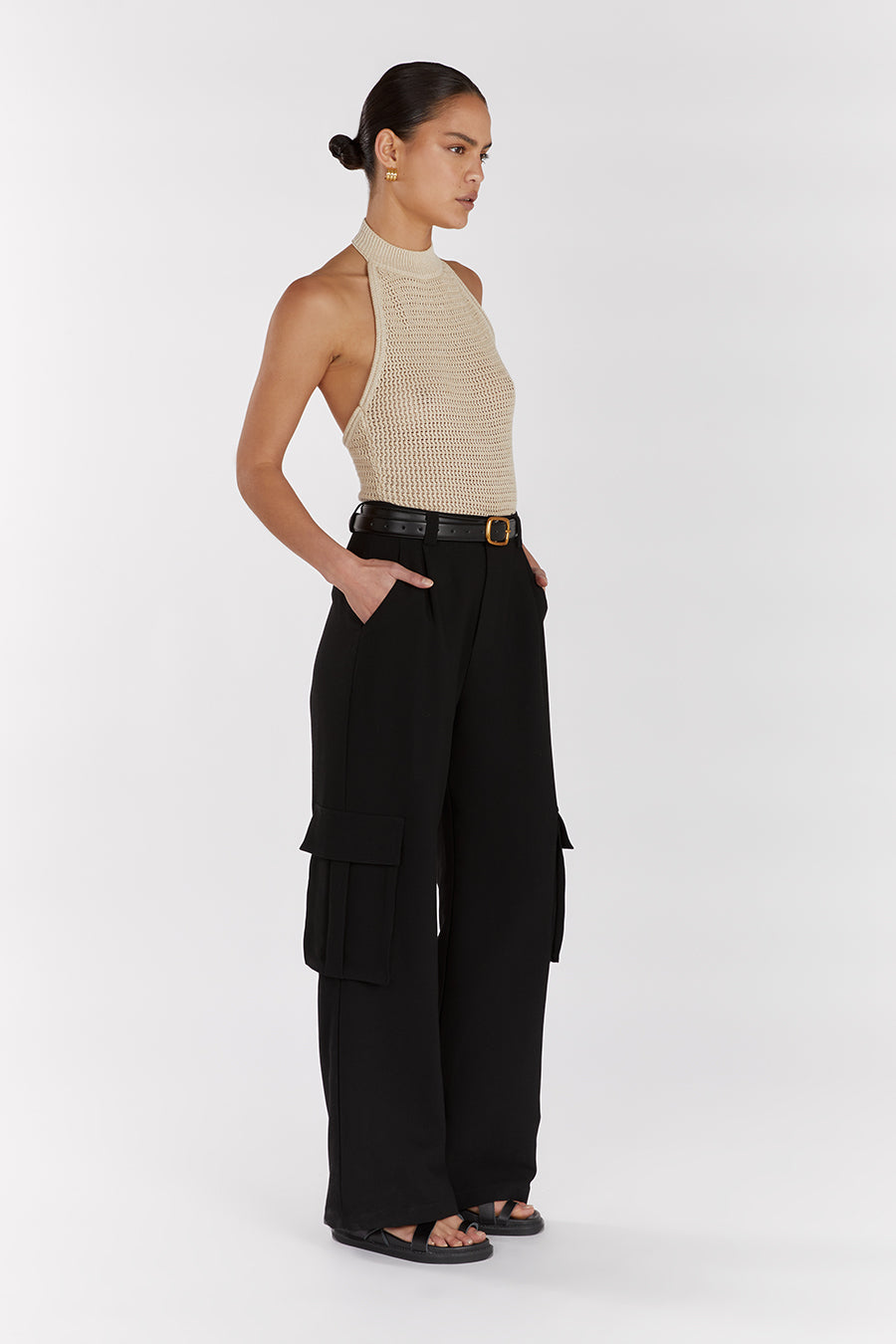 ZADIE NATURAL CROCHET HALTER TOP