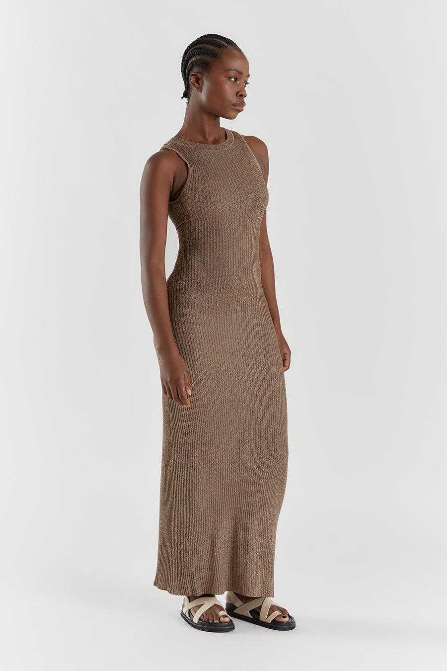 ZANTHE CHOC MARLE KNIT MAXI DRESS
