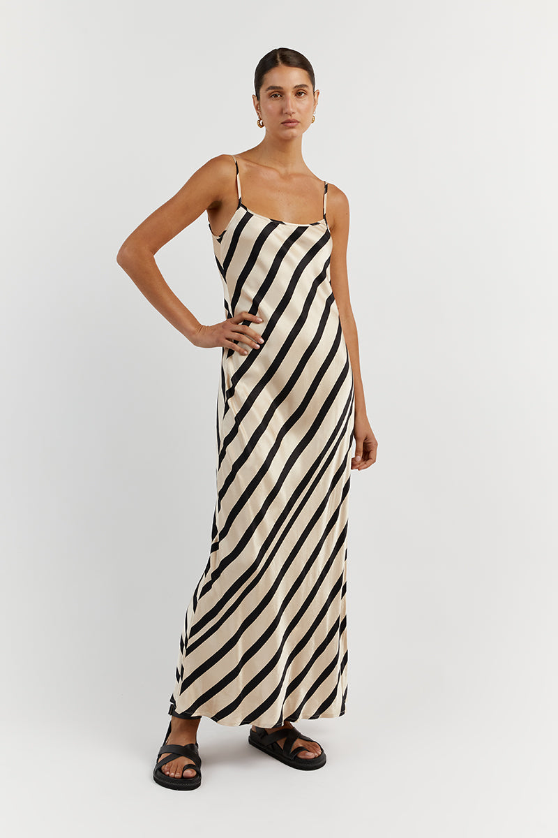 PIPPA STONE SATIN SLIP MIDI DRESS