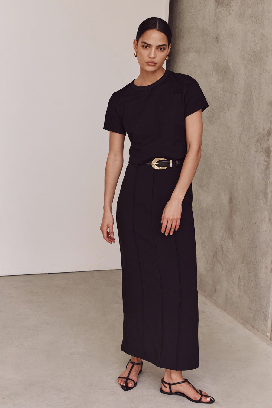 ROWAN BLACK MIDI SKIRT