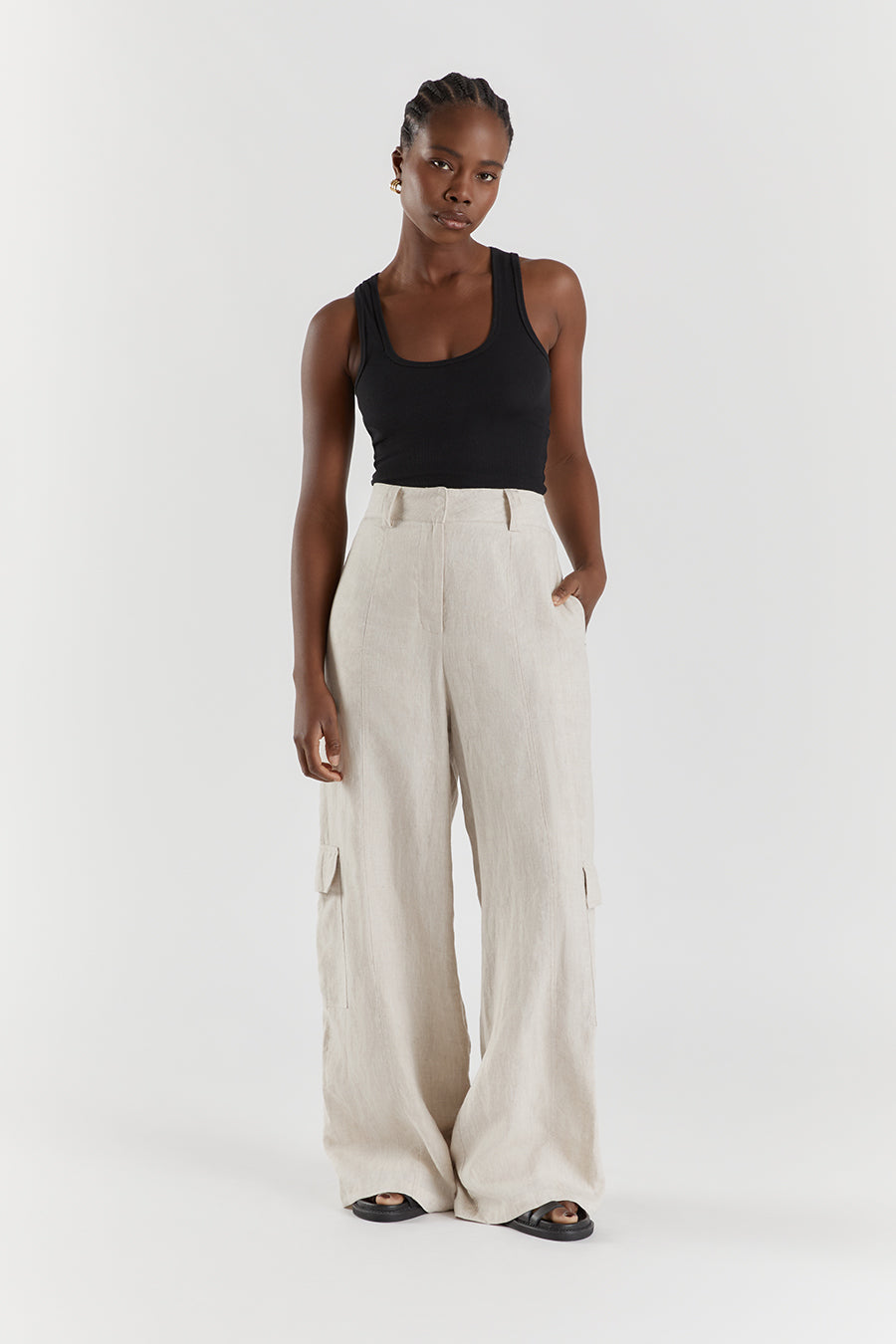 ISLA NATURAL LINEN WIDE LEG PANT