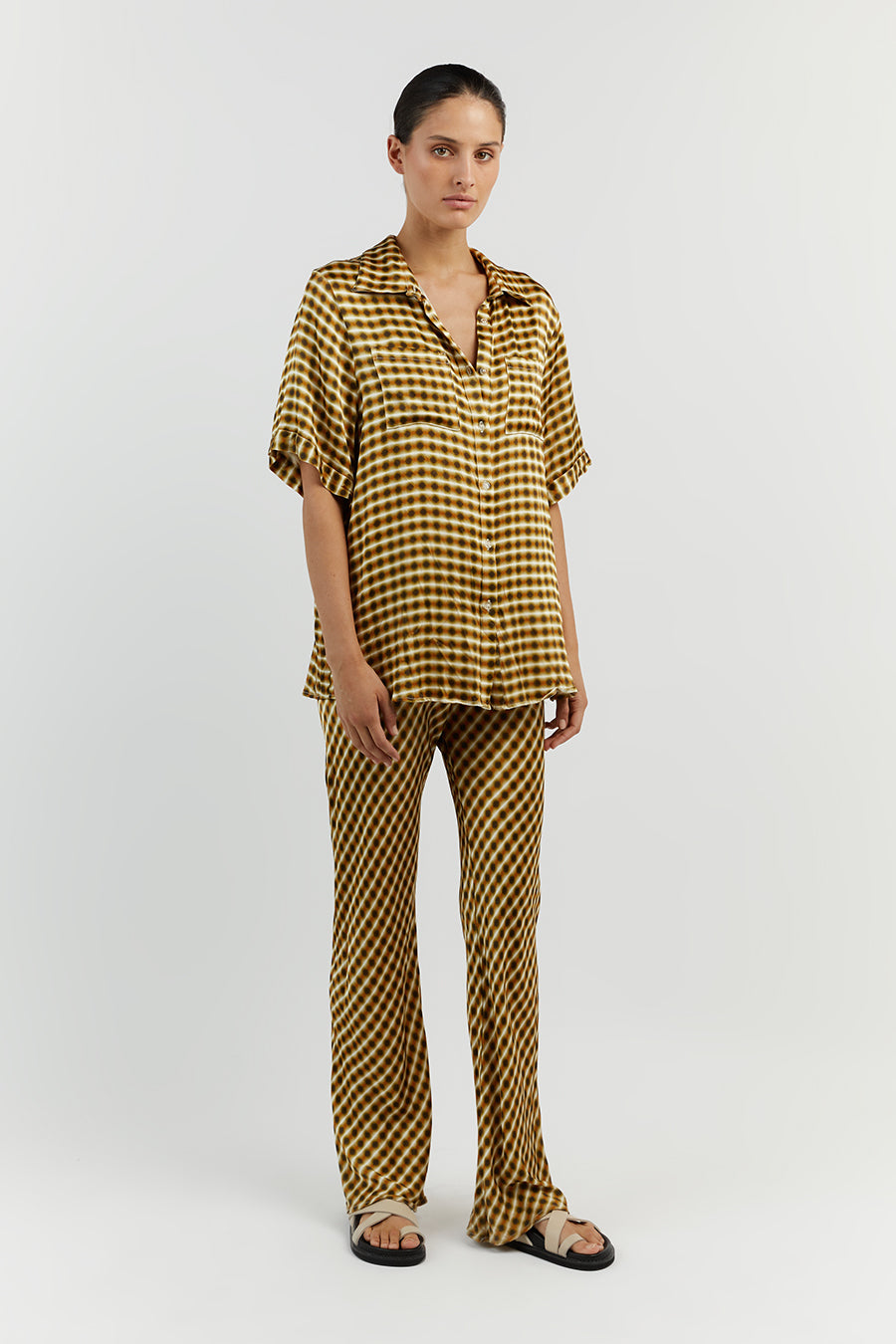 GALA LIME SATIN BIAS CUT PANT