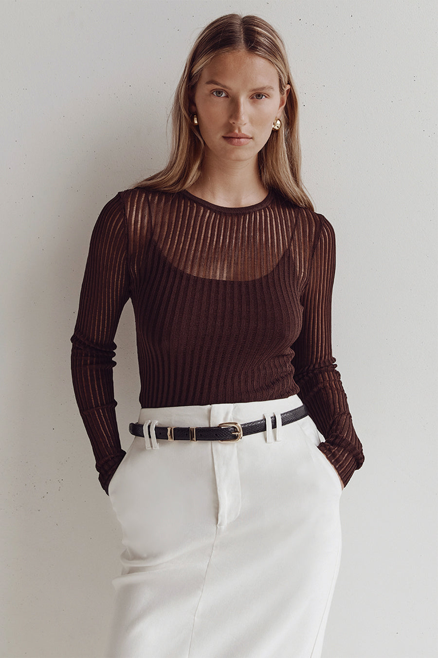 JOVIE CHOC LONG SLEEVE TOP