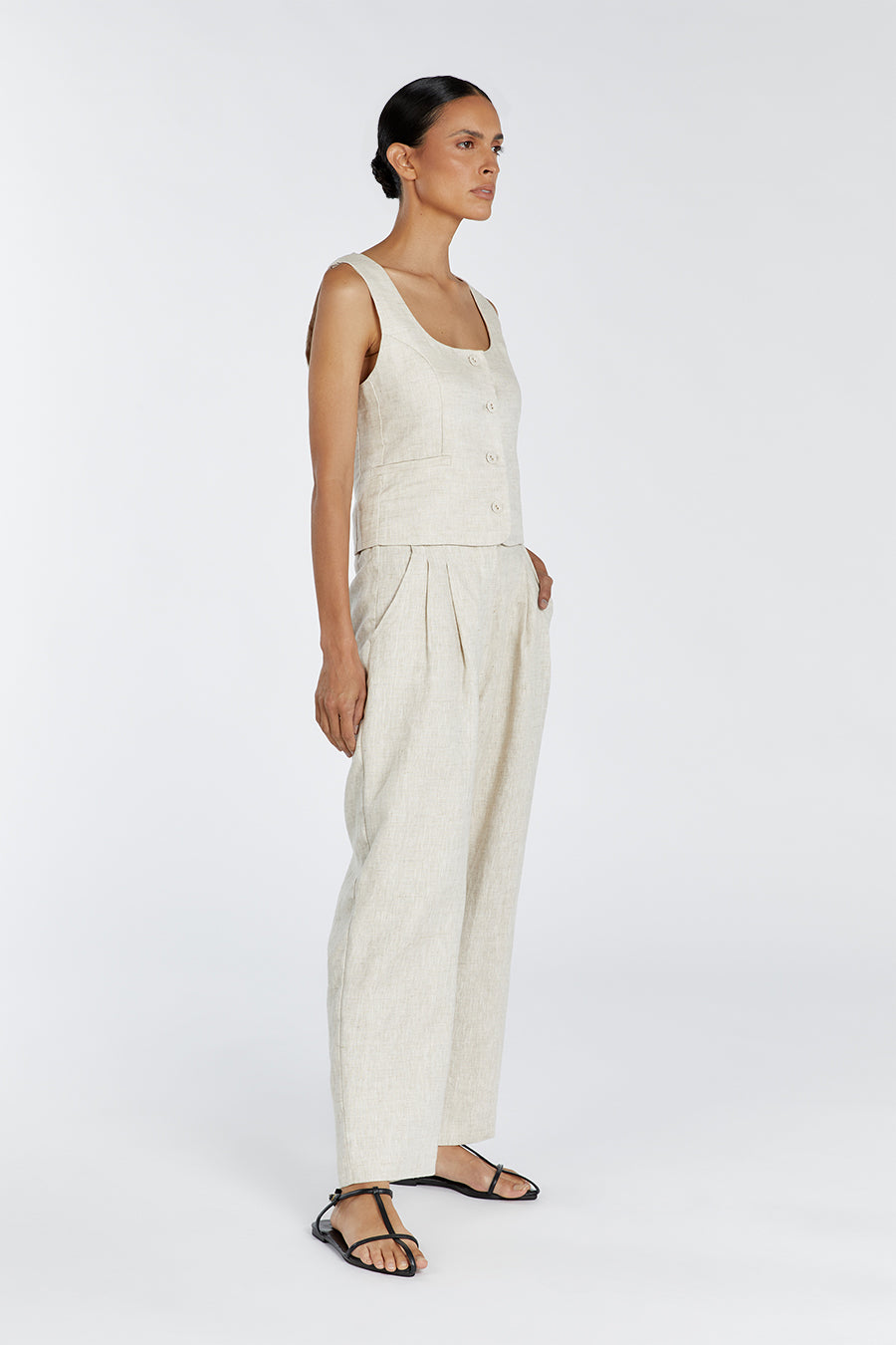 RYAN  NATURAL LINEN TAPERED PANT