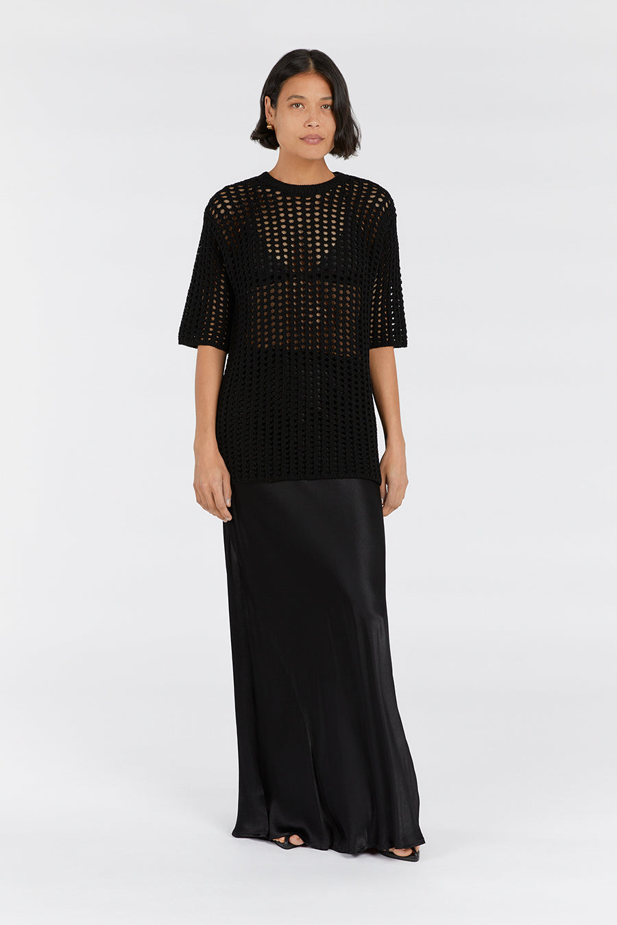 HUNTER BLACK CROCHET TEE