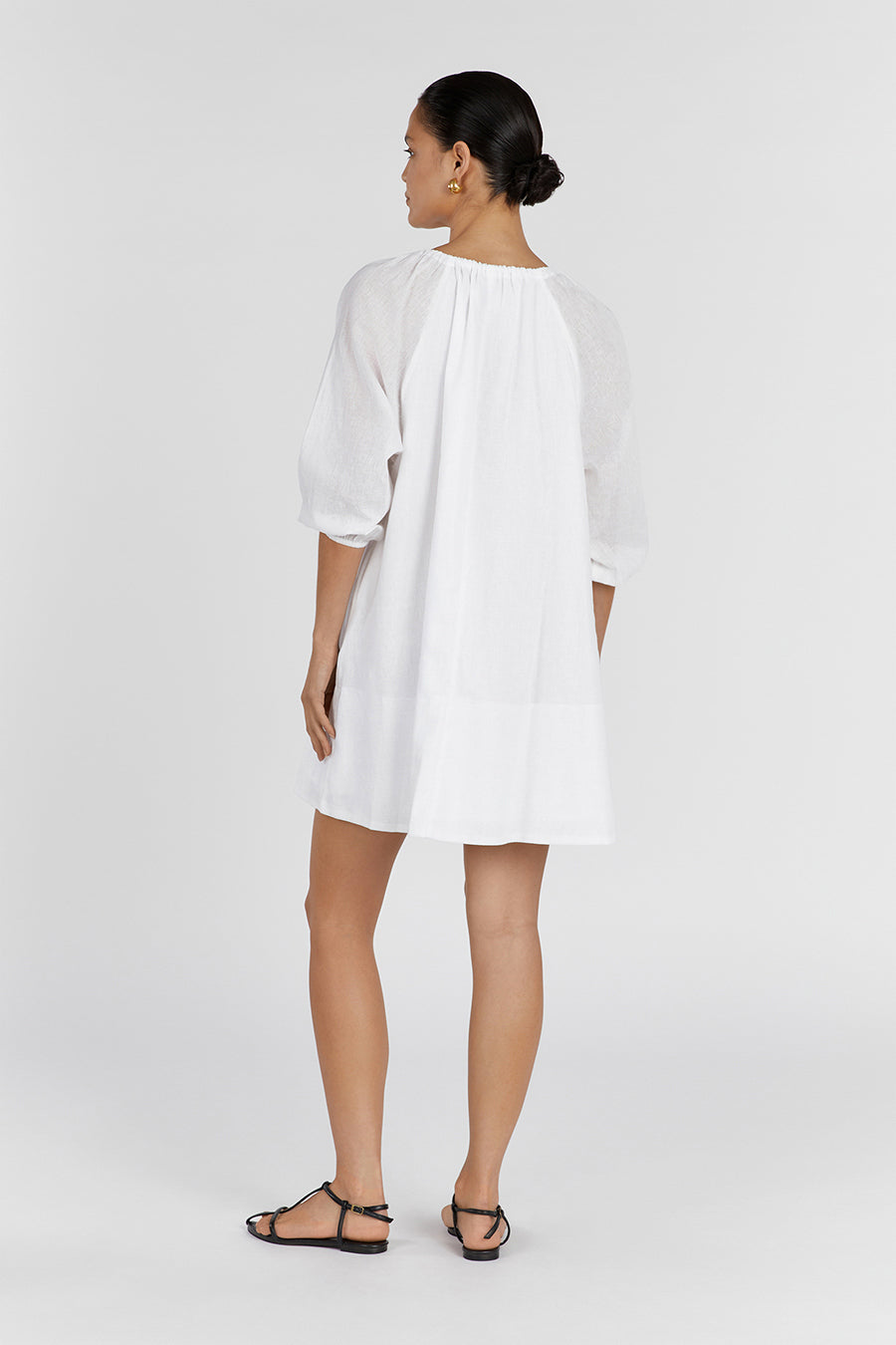 NADIA WHITE LINEN SMOCK DRESS