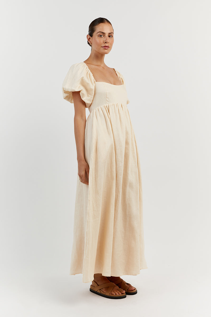 MONTY BUTTER LINEN MIDI DRESS