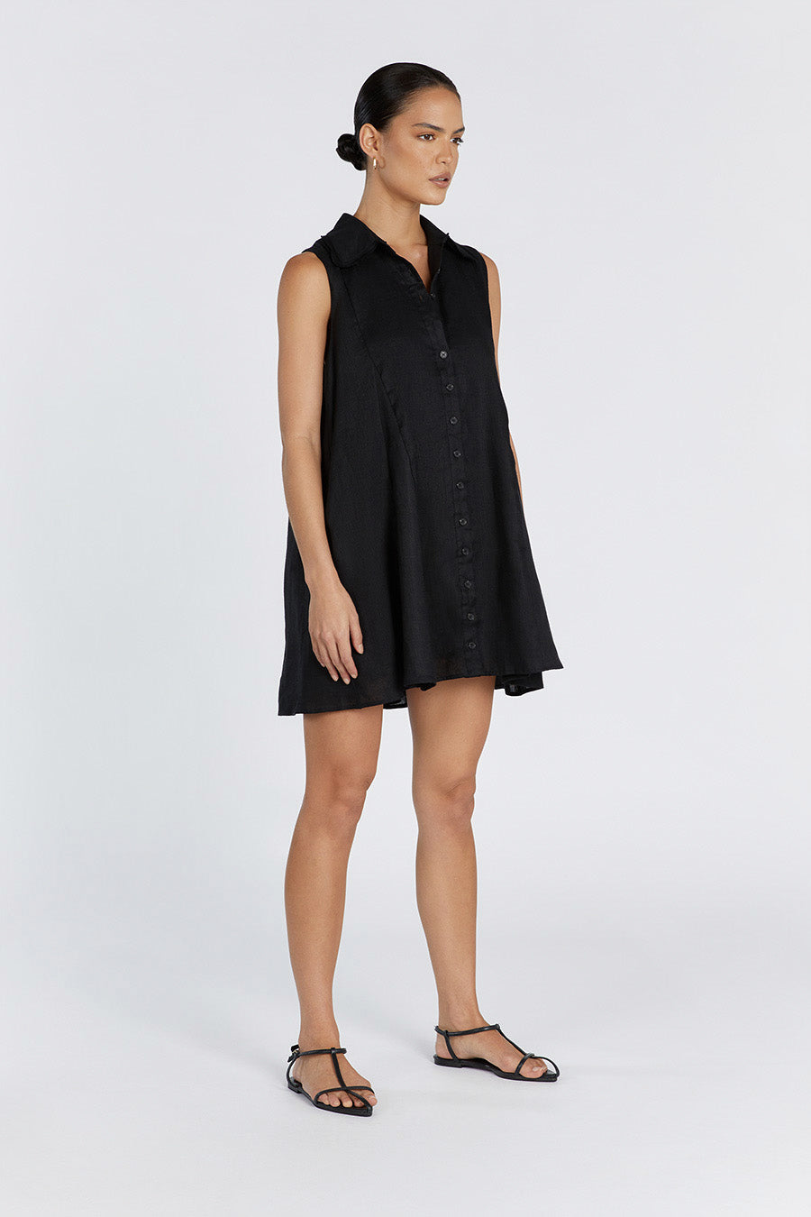 MARC BLACK LINEN SLEEVELESS  DRESS