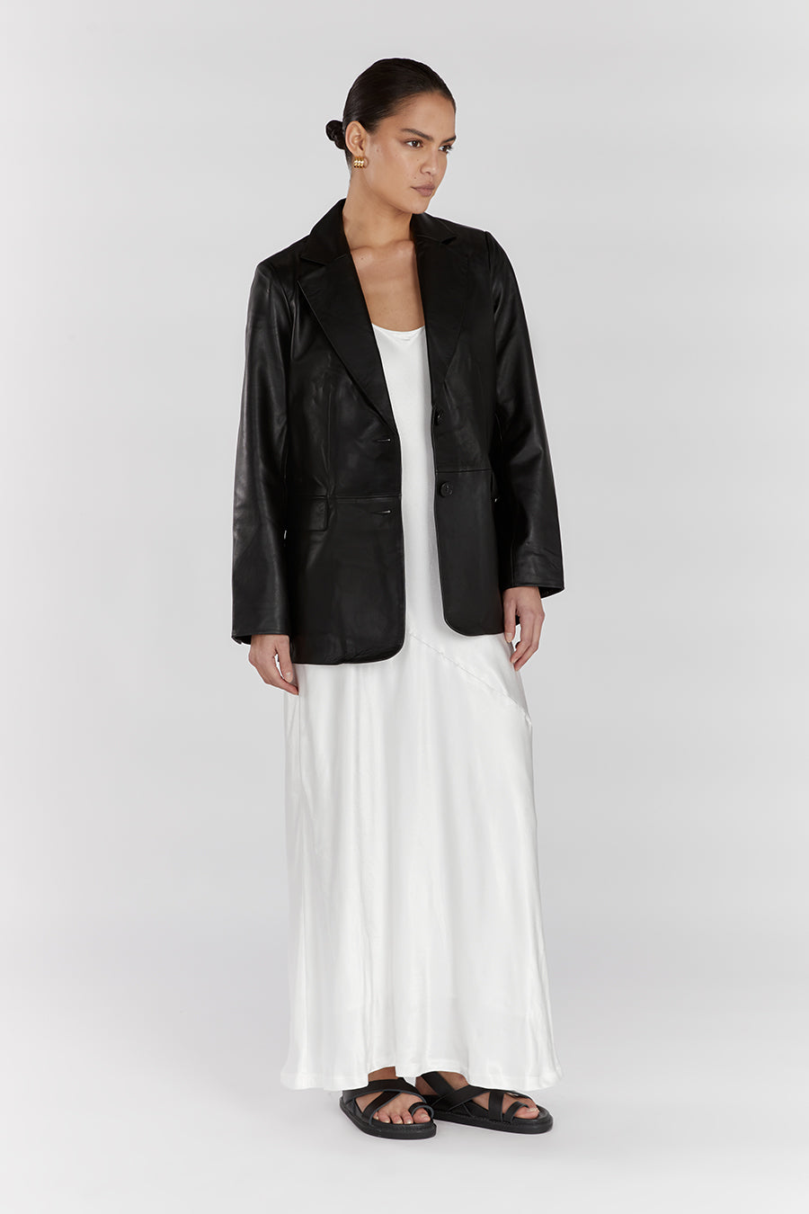 MILO BLACK LEATHER BLAZER