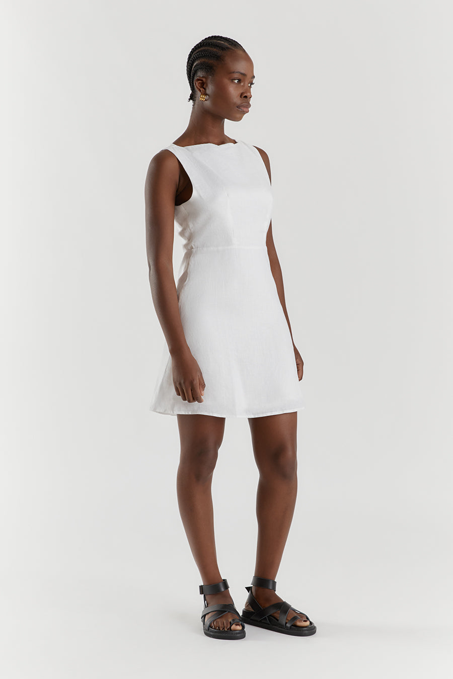 TYLA WHITE LINEN MINI DRESS