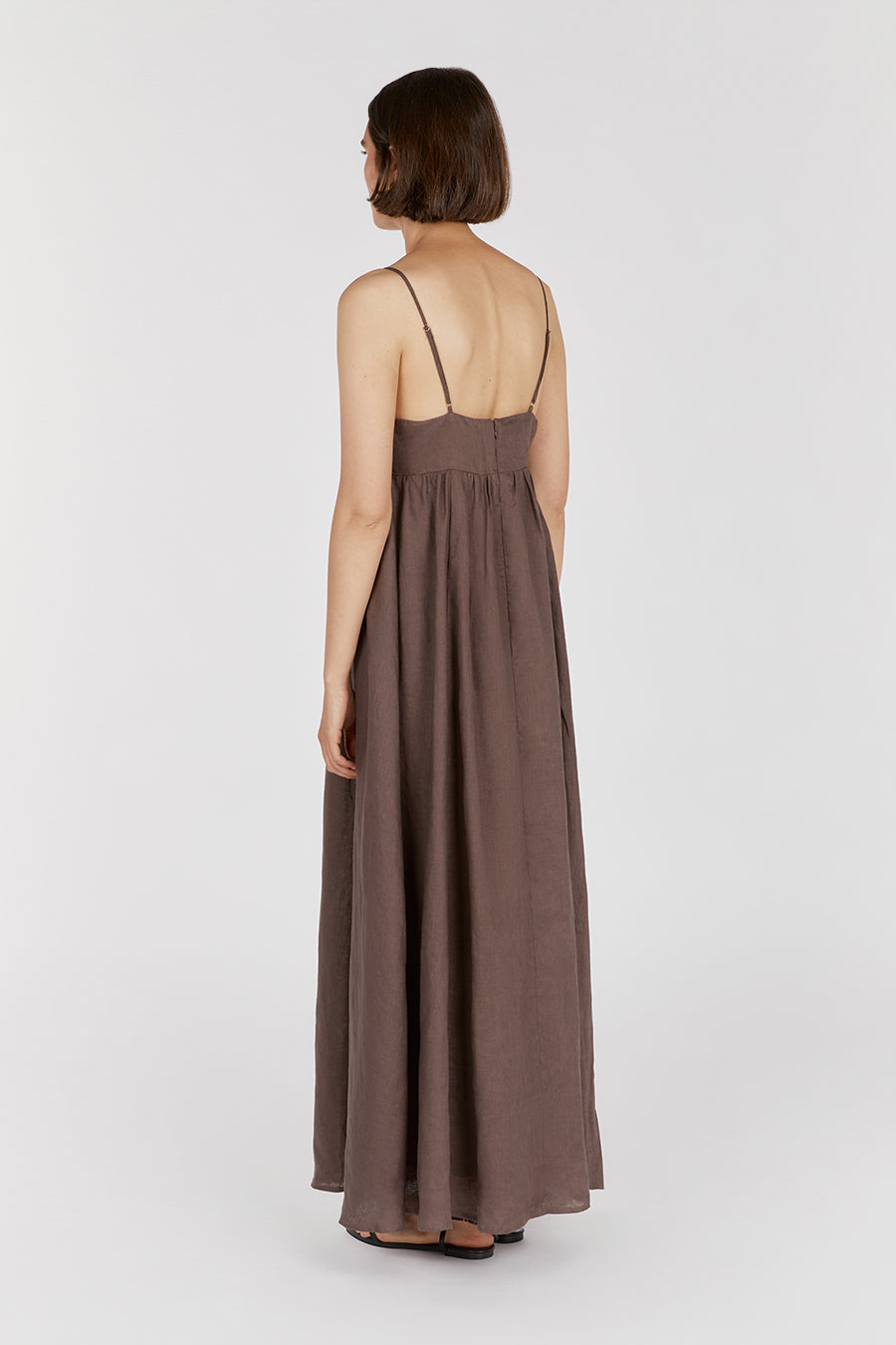 DALLAS CHOCOLATE LINEN MAXI DRESS