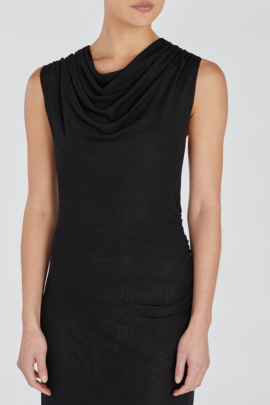 TATE BLACK MESH SLEEVELESS DRESS