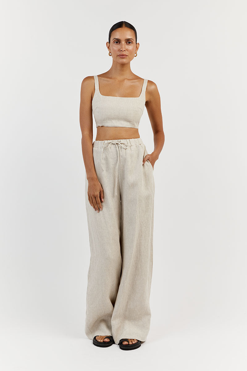 PENNY NATURAL LINEN CROP TOP