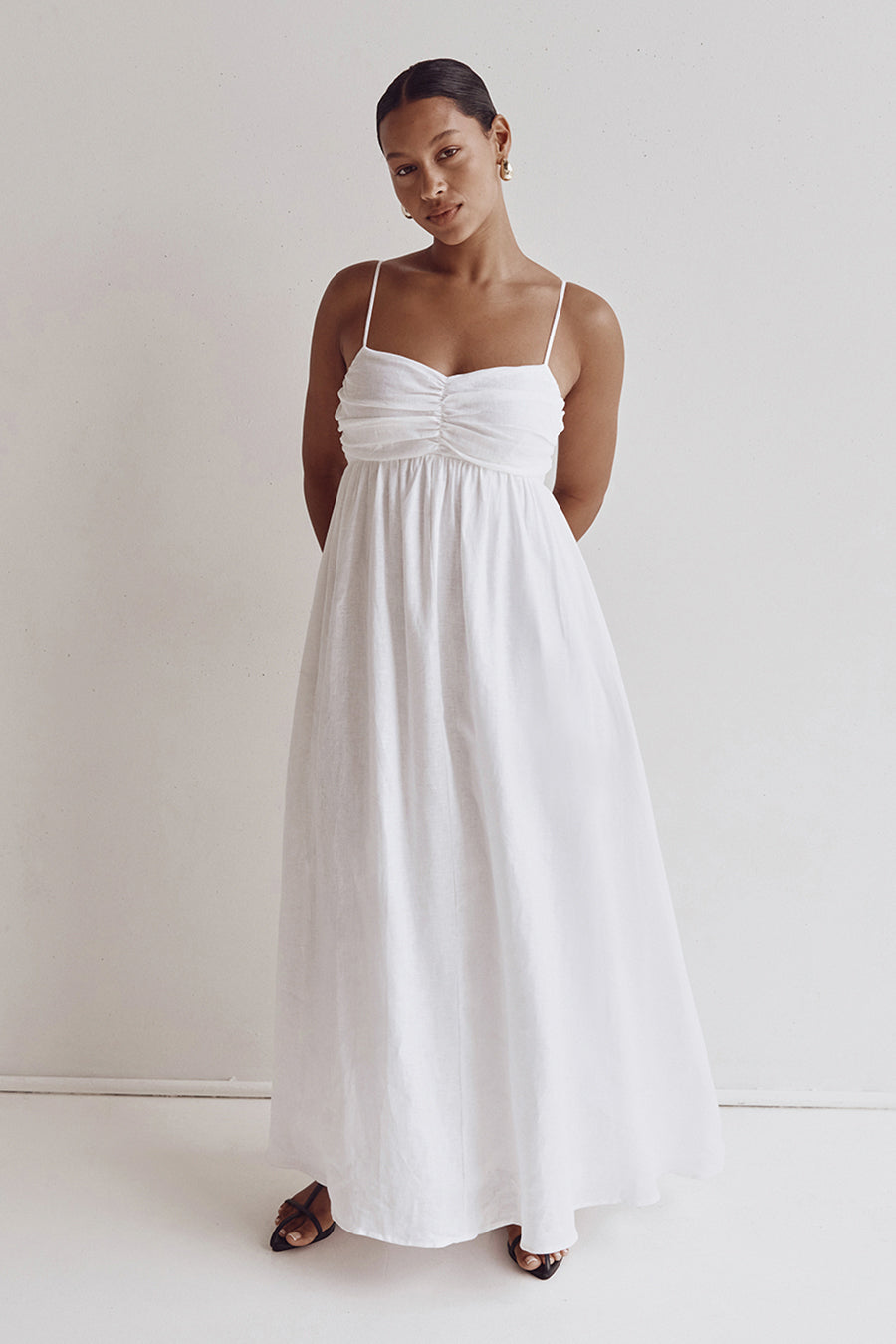 DALLAS WHITE LINEN MAXI DRESS