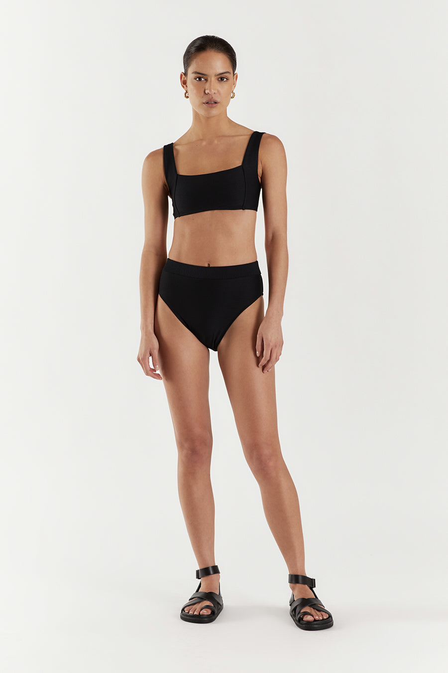 AMAYA BLACK RIB HIGH CUT BRIEF