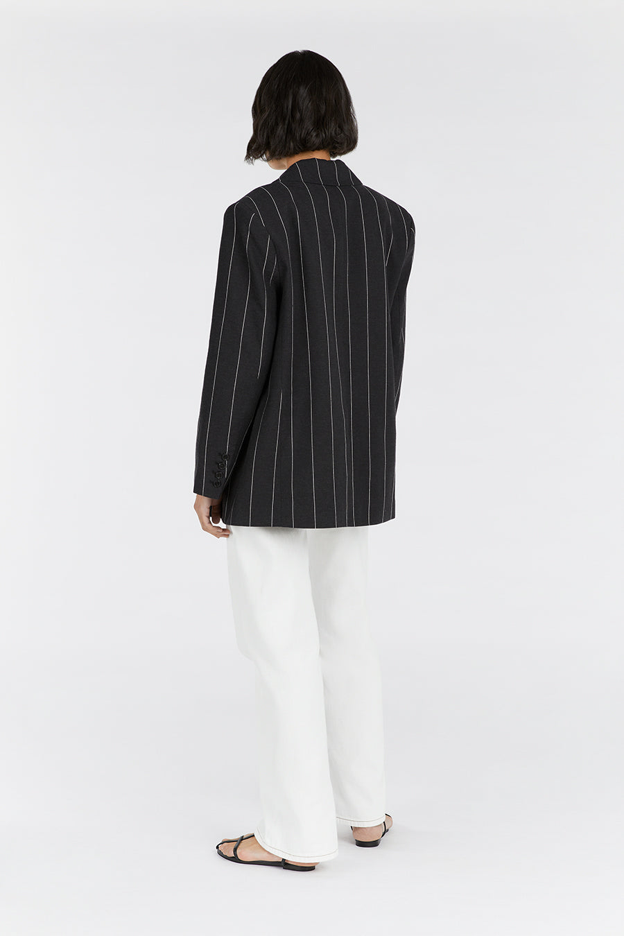 AVA BLACK PINSTRIPE BLAZER