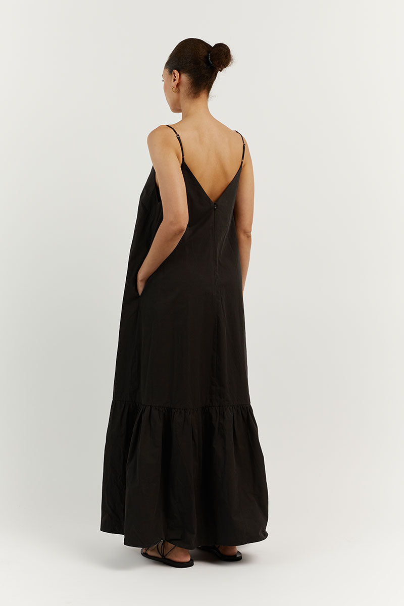 WILLOW BLACK COTTON LONG DRESS