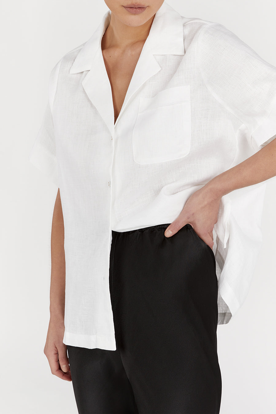 SIMONE BLACK SATIN BIAS CUT PANT