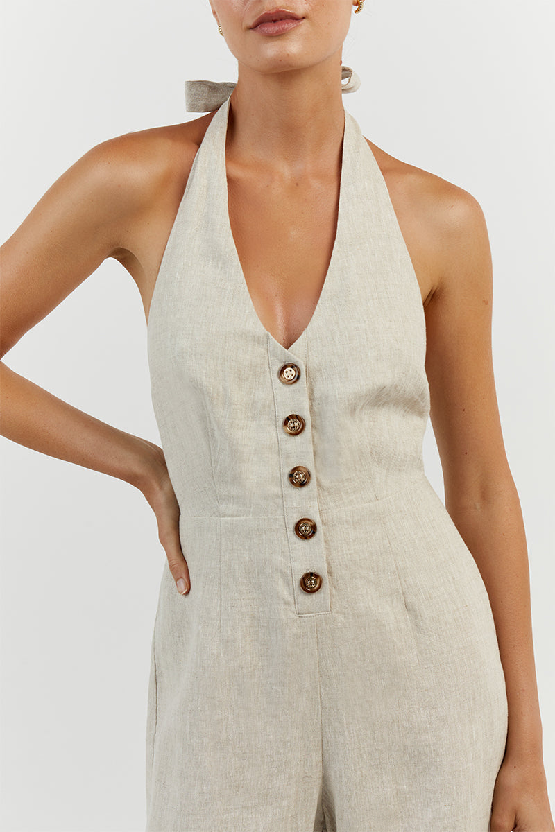 LOGAN NATURAL LINEN JUMPSUIT