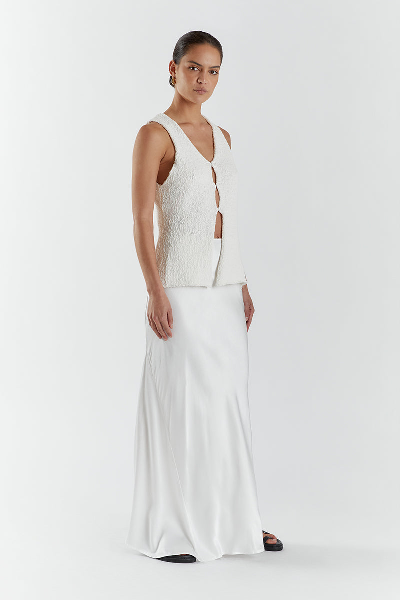 DION OFF WHITE BOUCLE KNIT VEST