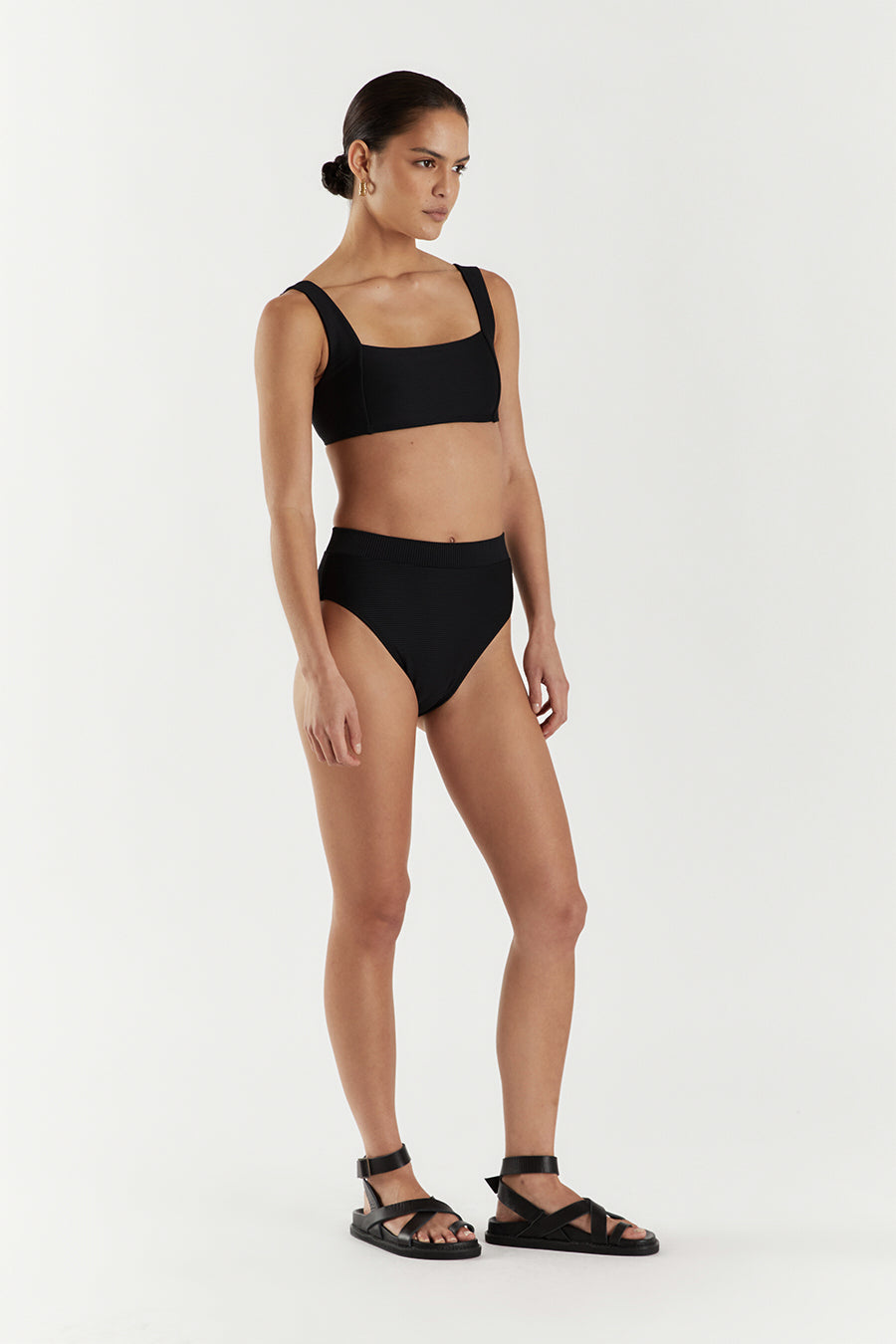 AMAYA BLACK RIB HIGH CUT BRIEF