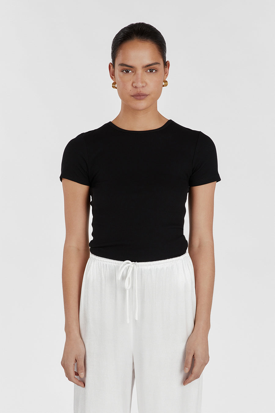 THEO BLACK CAP SLEEVE TOP