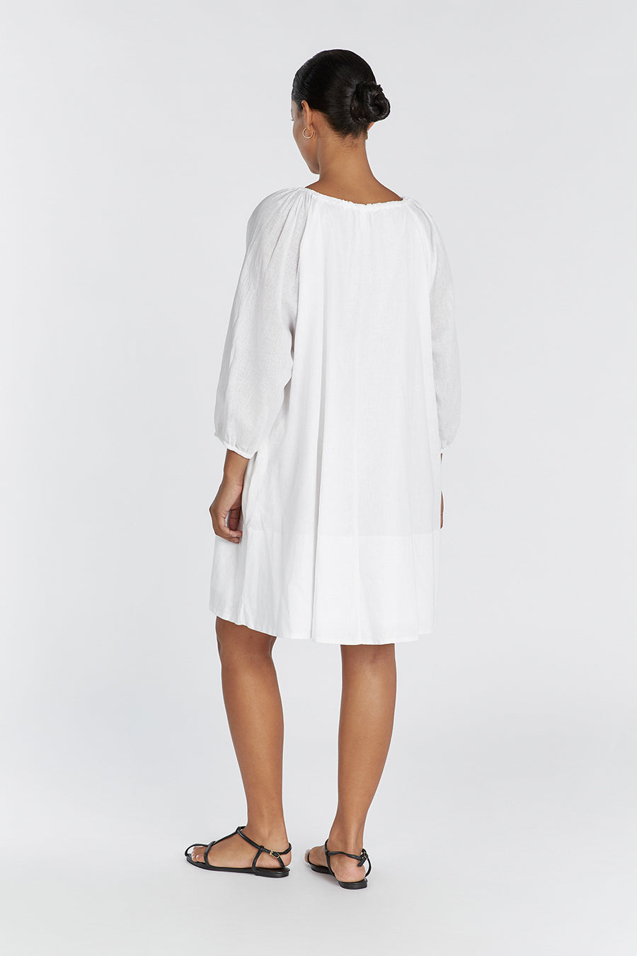 NADIA WHITE LINEN SMOCK DRESS