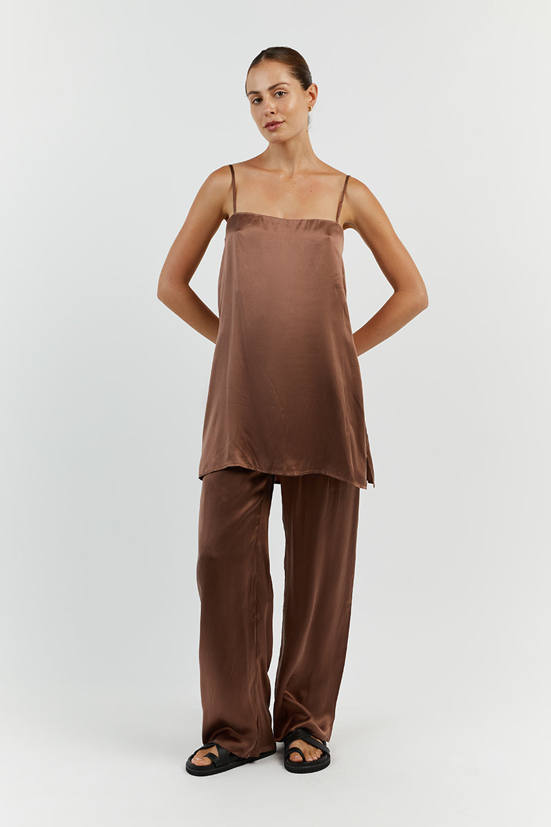 EVANS CHOCOLATE SILK PANT