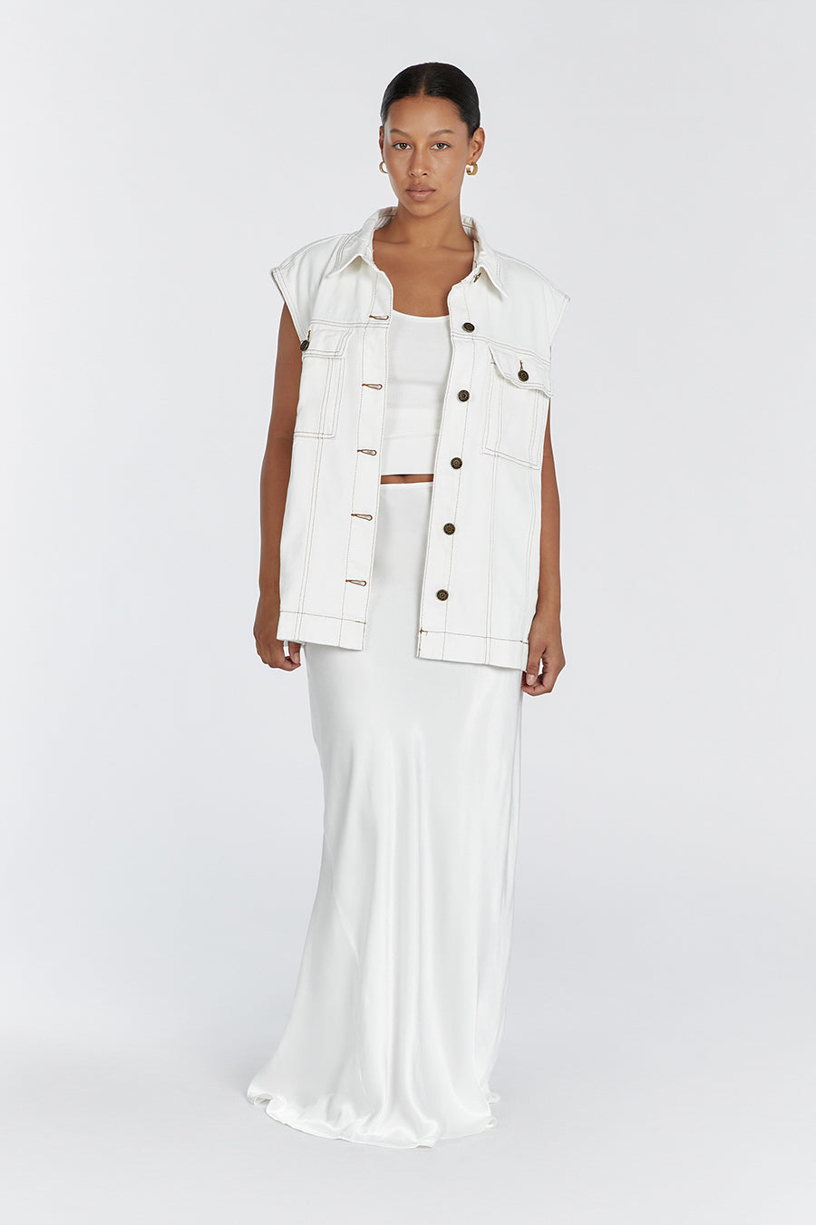 OTTO OFF WHITE OVERSIZED DENIM VEST