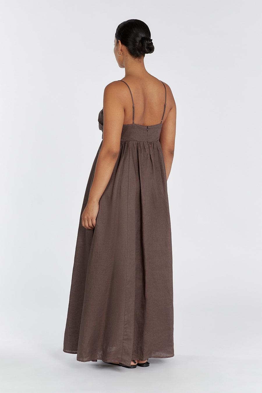 DALLAS CHOCOLATE LINEN MAXI DRESS