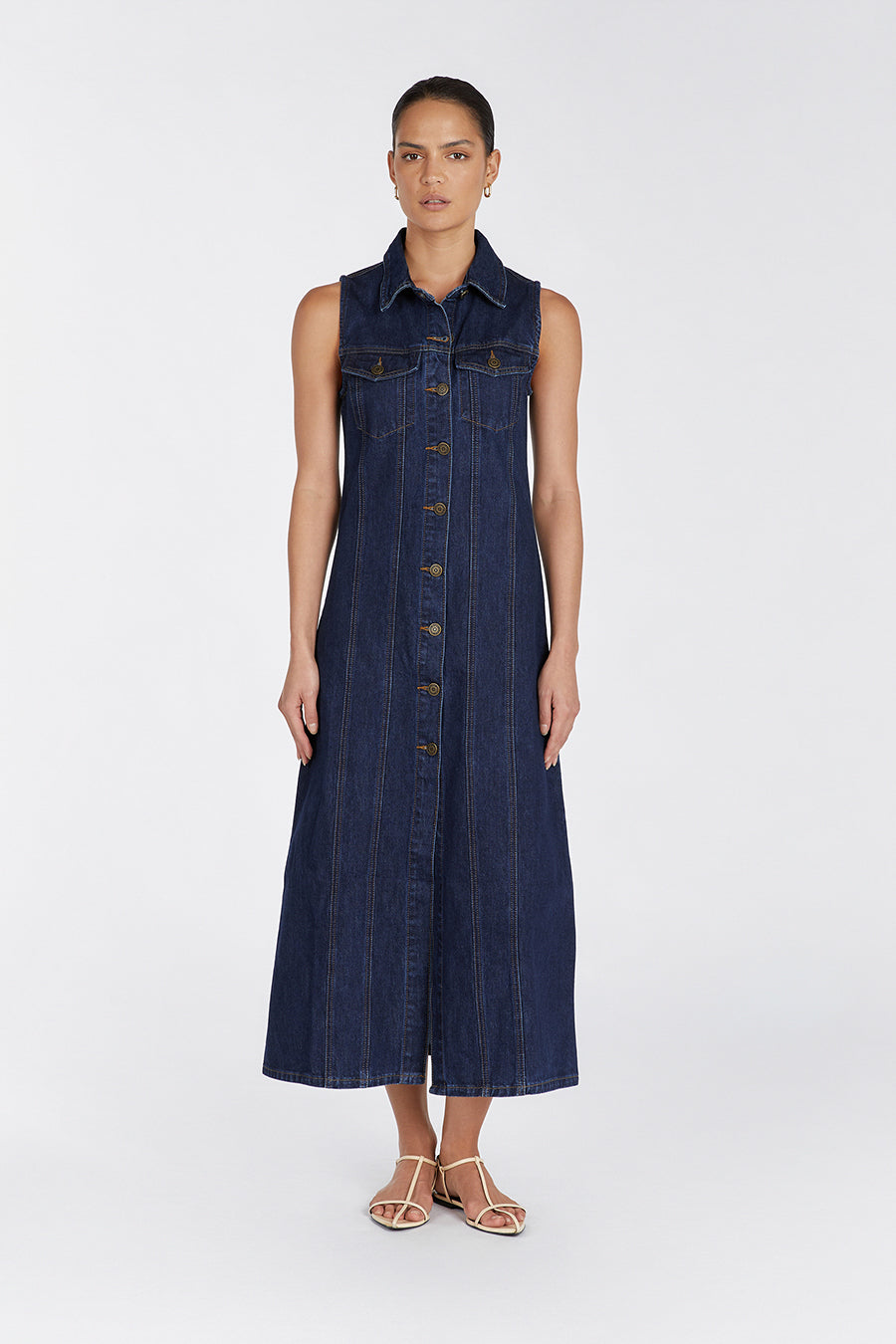 LENNON INDIGO DENIM MIDI DRESS