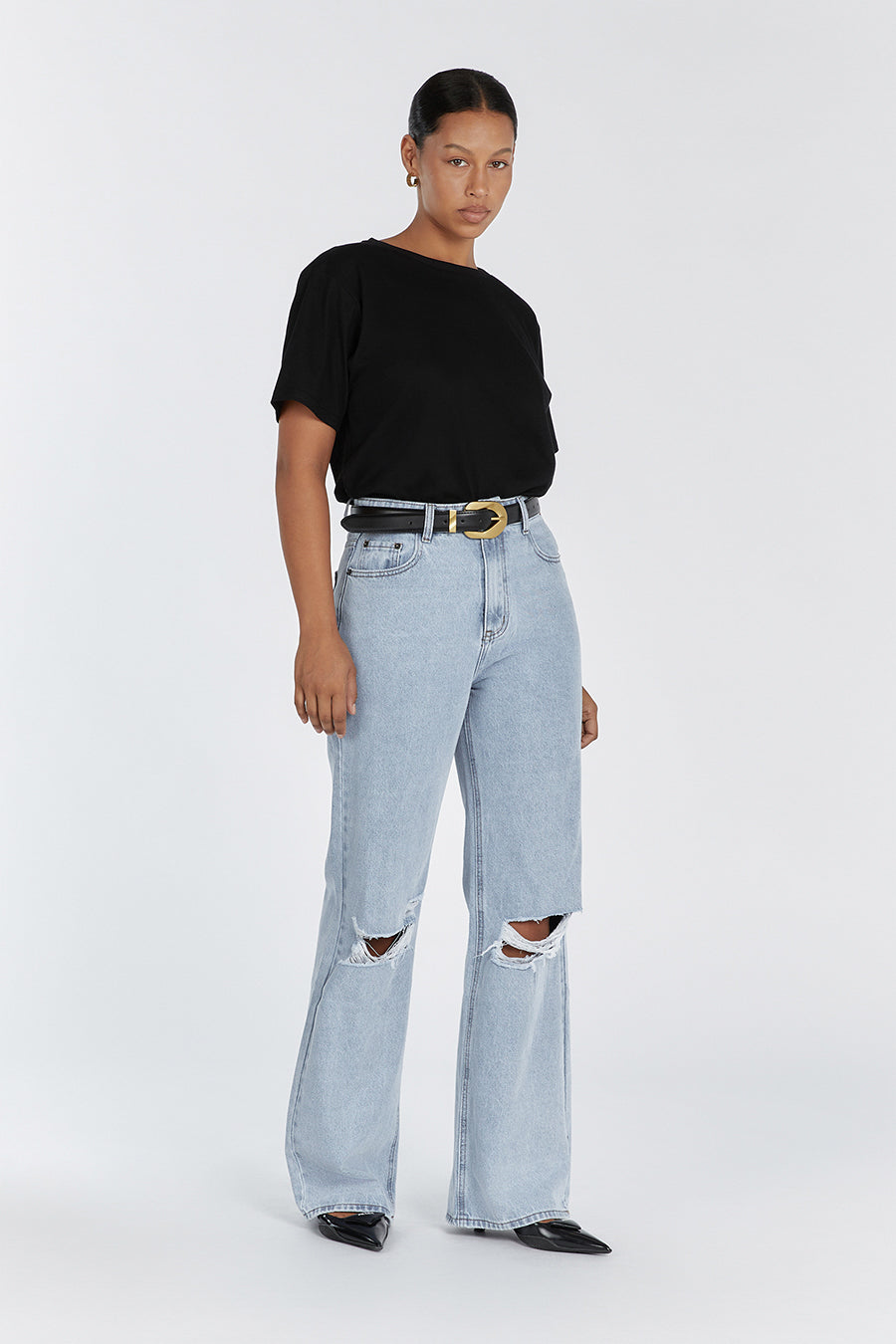 ARCHIE BLUE HIGH RISE RIPPED JEAN