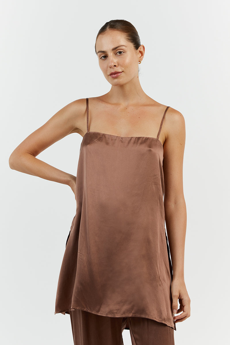 EVANS CHOCOLATE SILK TUNIC
